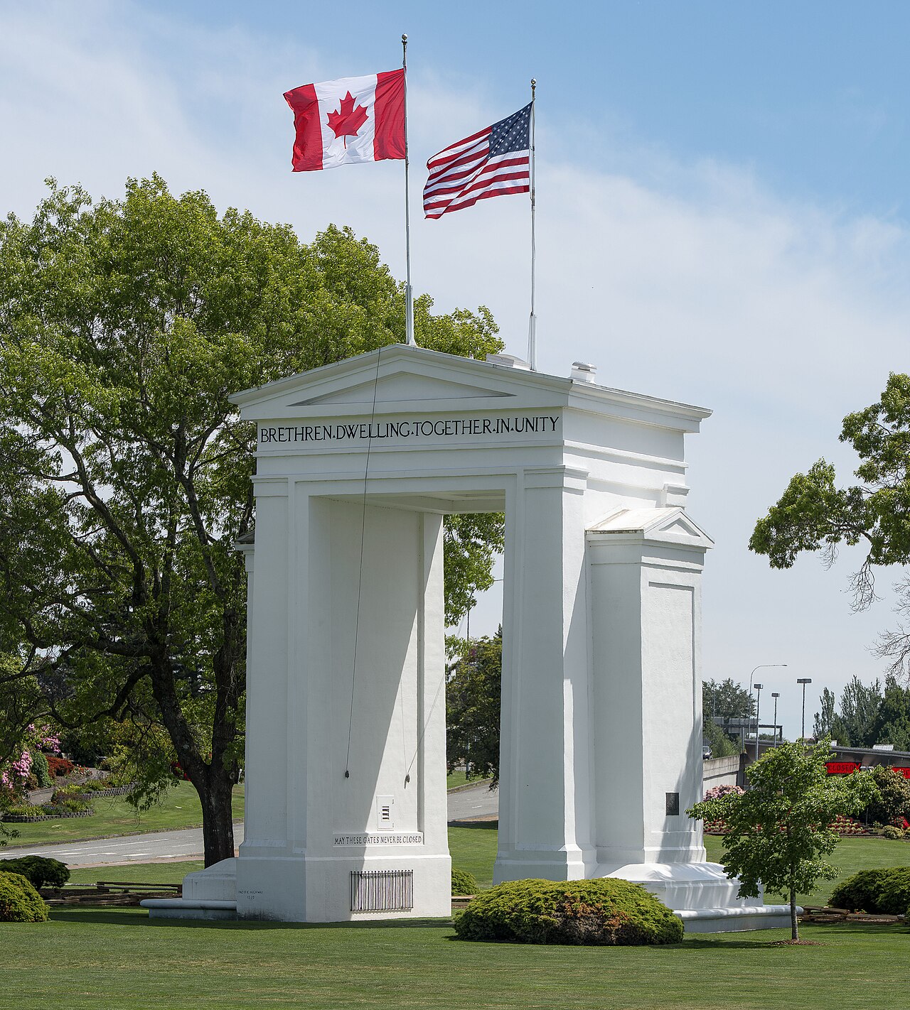 The Peace Arch monument at the Canada-United States border.