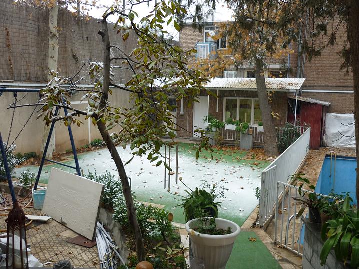 A snow-covered churchyard in Tehran, Iran. Illustrative.